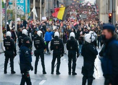 تظاهرات در بروکسل در اعتراض به محدودیت های کرونایی